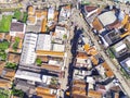 Aerial photo of busy intersection in Indonesia - stock photo