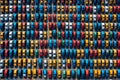 Aerial Photo Capturing a Diverse Array of Vehicles Neatly Arranged in Rows within a Parking Lot