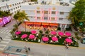 Aerial photo of the Cardozo Hotel on Ocean Drive