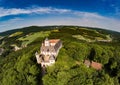 Aerial photo of castle Greifenstein at the franconian suisse