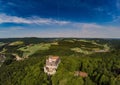 Aerial photo of castle Greifenstein at the franconian suisse