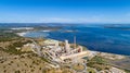 Aerial photo of a cement factory along the Berre lake in Port La Nouvelle Royalty Free Stock Photo