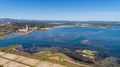 Aerial photo of a cement factory along the Berre lake in Port La Nouvelle Royalty Free Stock Photo