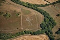 Aerial photo of the Cerne Abbas Giant chalk hill drawing in England Royalty Free Stock Photo