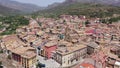 Aerial photo of city Puebla de Segur on sunny day. Spain