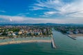 Aerial photo of the coast and canal of the resort of Rimini