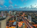 Aerial photo colorful city landscape Miami Brickell