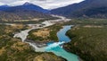 Aerial photo of the confluence of the Neff and Baker rivers in southern Chile Royalty Free Stock Photo