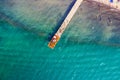 Aerial photo of Cultus Lake in Chilliwack, B.C. while people are enjoying the summer activities at the lakeshore and doing Royalty Free Stock Photo