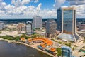 Aerial photo Downtown Jacksonville Florida Landing on St Johns River