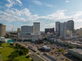 Aerial photo Downtown New Orleans sunset highrise towers Royalty Free Stock Photo