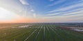 Typical Dutch polder landscape during sunset Royalty Free Stock Photo