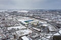 Aerial photo of the Elland Road football stadium in Leeds, West Yorkshire, England, home of Leeds United Football Club in the