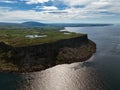 Aerial photo of Fair Head by the Atlantic Ocean on North Coast Antrim Northern Ireland Royalty Free Stock Photo