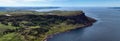 Aerial photo of Fair Head by the Atlantic Ocean on North Coast Antrim Northern Ireland Royalty Free Stock Photo