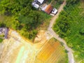 Aerial photo of a fairly large field in the middle of a residential area