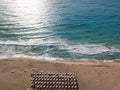 Sandy coastline, long sea waves of Falasarna beach Crete, Greece Royalty Free Stock Photo