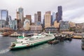Aerial photo Ferry in Seattle Royalty Free Stock Photo