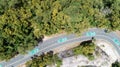 Aerial photo from flying drone of bicycle lane around the dam,beautiful nature landscape in phuket thailand