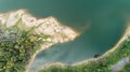 Aerial photo from flying drone of bicycle lane around the dam,beautiful nature landscape in phuket thailand