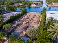 Aerial photo foundation construction mansion Miami Beach Royalty Free Stock Photo