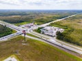 Aerial photo gas stations intersection of Krome Avenue and Tamiami Trail Royalty Free Stock Photo