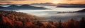 Aerial photo of gently rolling Appalachian mountains fall foliage at sunrise Royalty Free Stock Photo