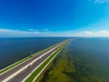 Aerial photo of highway 275 Howard Frankland Bridge over Tampa Bay Florida USA Royalty Free Stock Photo