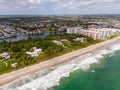 Aerial photo Hillsboro Beach luxury oceanfront real estate mansion homes Royalty Free Stock Photo