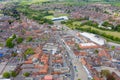 Aerial photo of the historical village town centre of Selby in York North Yorkshire in the UK showing the rows of newly built Royalty Free Stock Photo