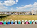 Aerial photo Hove Beach Huts Brighton Royalty Free Stock Photo