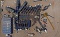 Aerial photo of hydraulic fracturing equipment. FRACKING Royalty Free Stock Photo