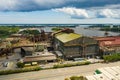 Aerial photo of an industrial steel mill plant factory Royalty Free Stock Photo