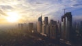 Aerial photo of Jakarta cityscapes at sunrise