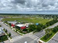 An aerial photo of Lake Nona`s Town Center with Boxi Park Restaurant