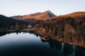 Aerial Photo of Lake Walchensee, behind Jochberg, Upper Bavaria, Germany Europe