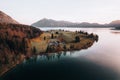 Aerial Photo of Lake Walchensee, behind Jochberg, Upper Bavaria, Germany Europe