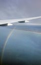 Aerial photo of the landscape and Japan coast around the Tokyo bay stretching all the way to the horizon during rainbow Royalty Free Stock Photo