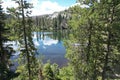 Aerial photo of Little bear lake at Eureka Plumas Forest, Lake Basin, California