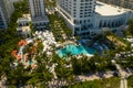 Aerial photo Loews Miami Beach Hotel swimming pool crowded weekend Royalty Free Stock Photo