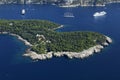 Aerial photo of Lokrum island near Dubrovnik Royalty Free Stock Photo