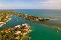 Aerial photo luxury waterfront homes Key Biscayne Miami Florida USA Royalty Free Stock Photo