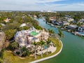 Aerial photo luxury waterfront mansion Sarasota Florida