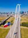 Aerial photo Margaret Hunt Hill Bridge Dallas Texas Flag Royalty Free Stock Photo