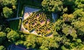 Aerial photo of the Maze at Carnfunnock Park Larne County Antrim Coast Northern Ireland Royalty Free Stock Photo