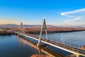 Aerial photo of Megyeri bridge in Budapest