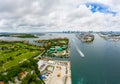 Aerial photo Miami Beach Fisher Island view of Port and Downtown Florida USA