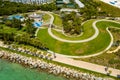 Aerial photo Miami Beach South Pointe Park Government Cut shut down due to Coronavirus Covid 19 no people