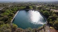 Aerial photo of mineral water pool for human consumption Royalty Free Stock Photo