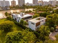 Aerial photo modern Miami mansion circa 2023 Royalty Free Stock Photo